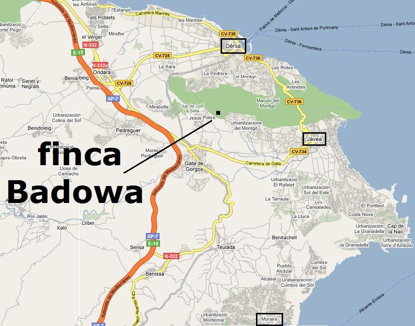  Google Map image showing location of Finca Badowa