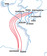 Ferry routes between UK and Spain